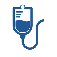 Icon of a blue IV bag with a tubing line, representing infusion therapy or IV treatment
