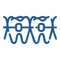 Three blue stick-figure people standing side by side, arms linked to form a chain symbolizing unity and teamwork.